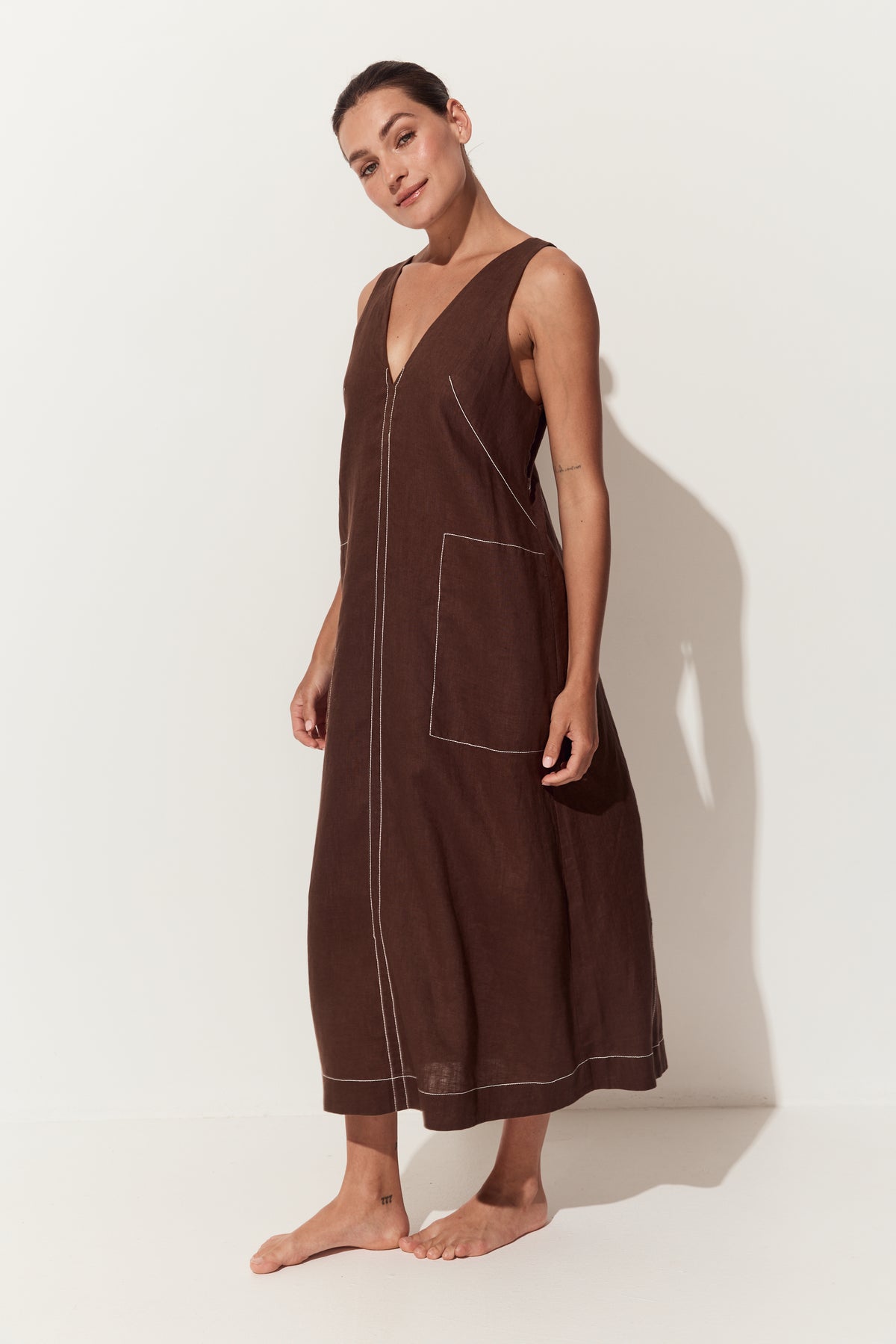 Iris Linen Dress | Chocolate