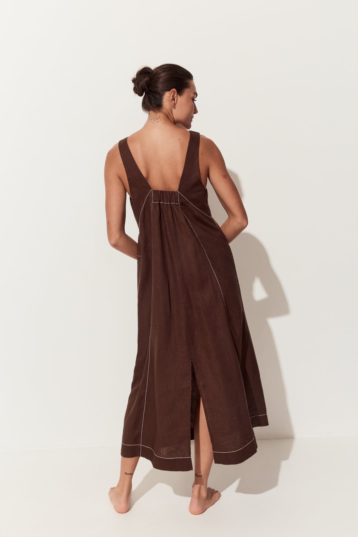 Iris Linen Dress | Chocolate