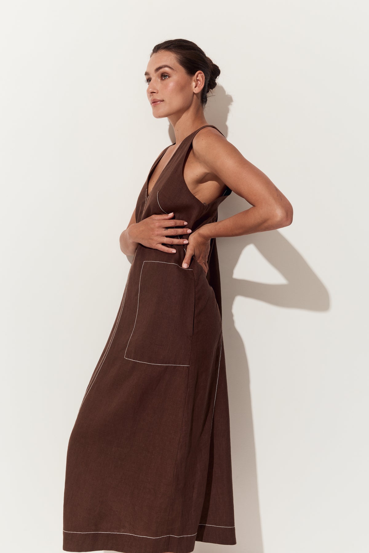 Iris Linen Dress | Chocolate