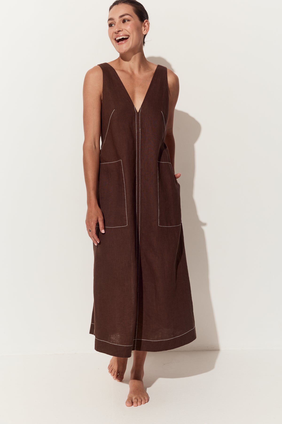 Iris Linen Dress | Chocolate