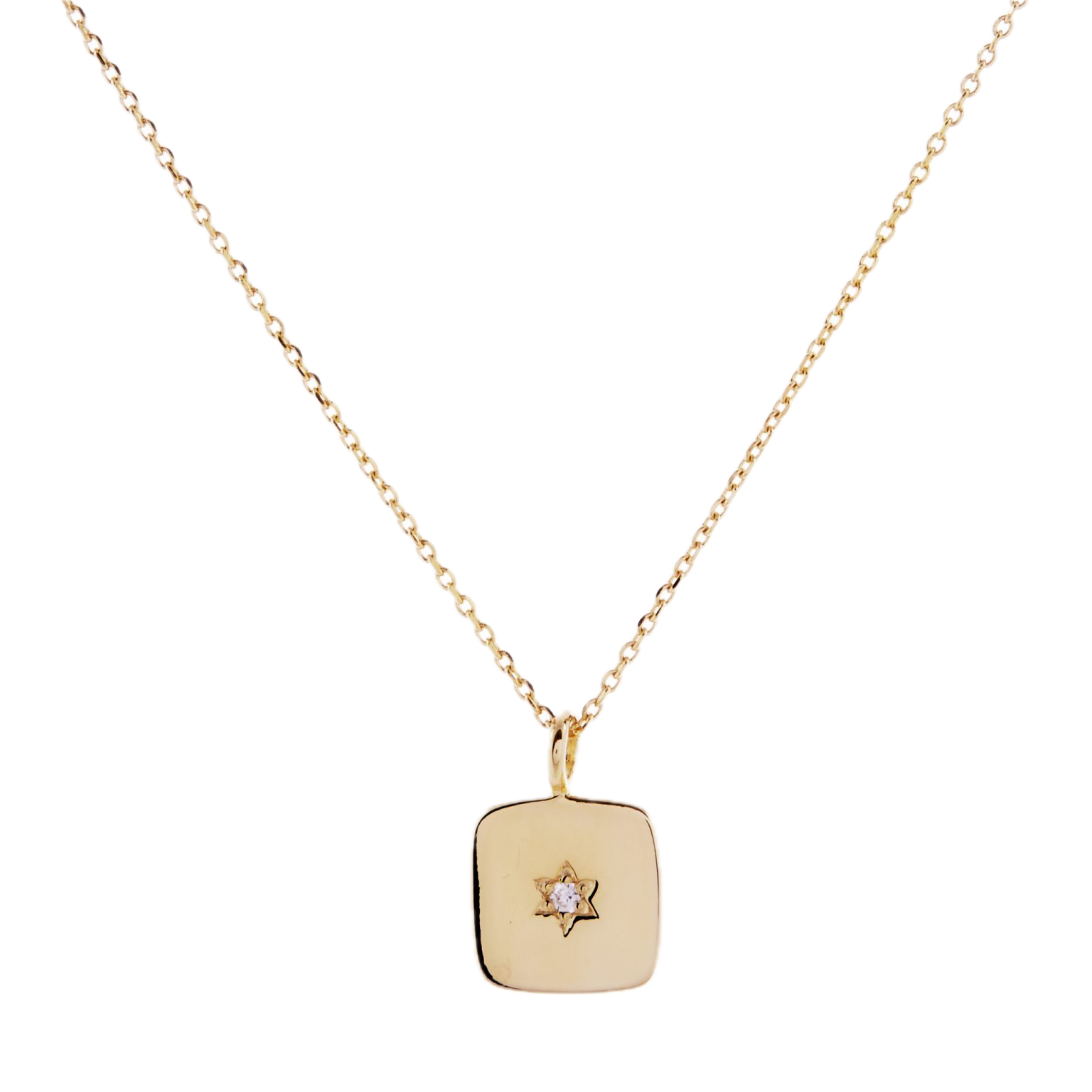Square Stone Necklace | Gold