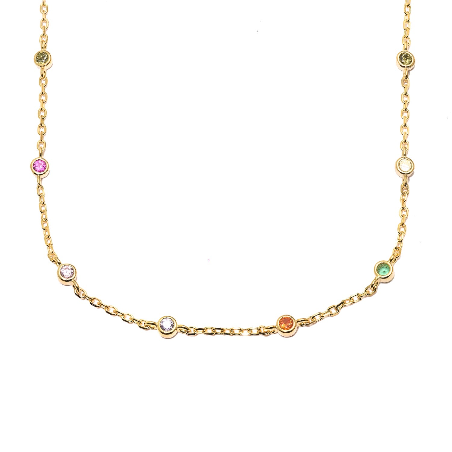 Mixed Colour Necklace | Gold