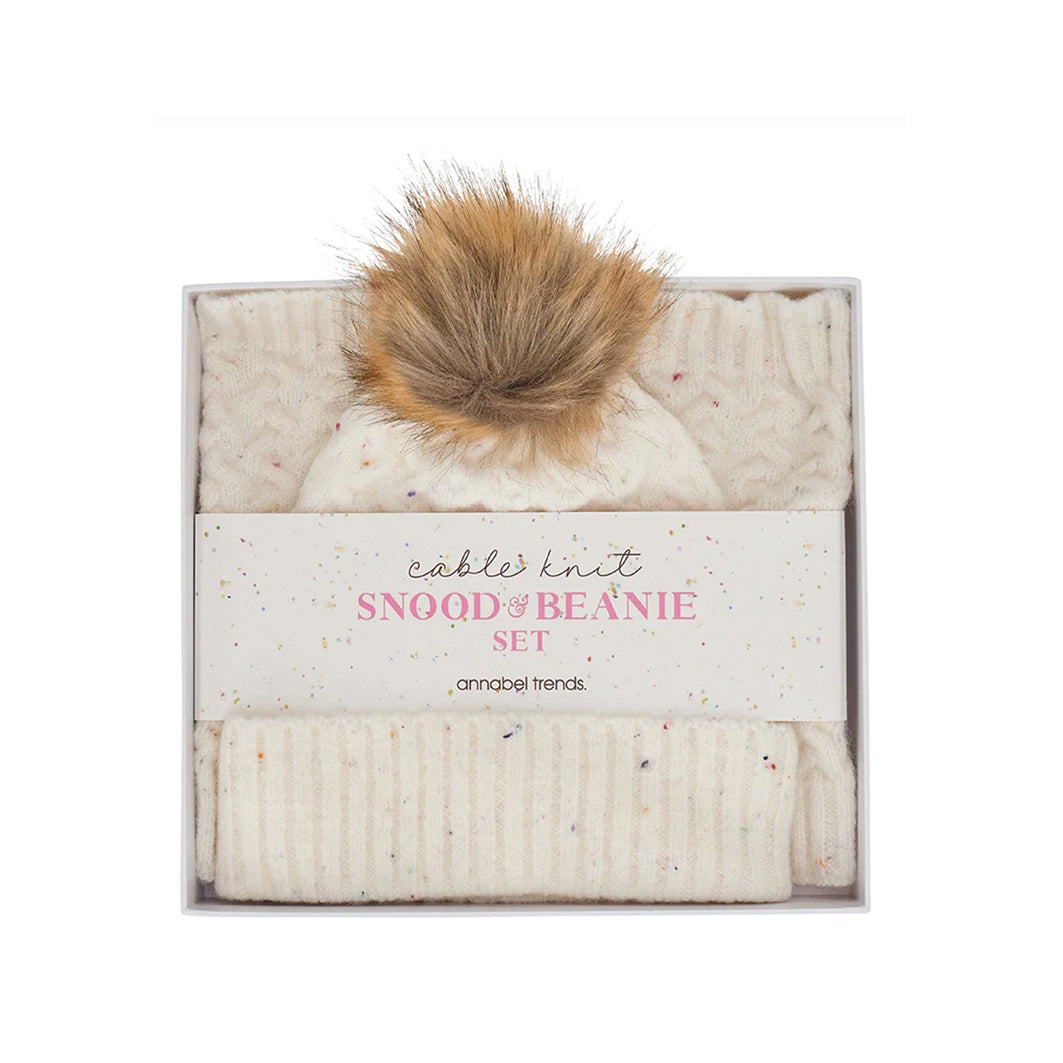 Snood and Beanie Set | Speckled Cream