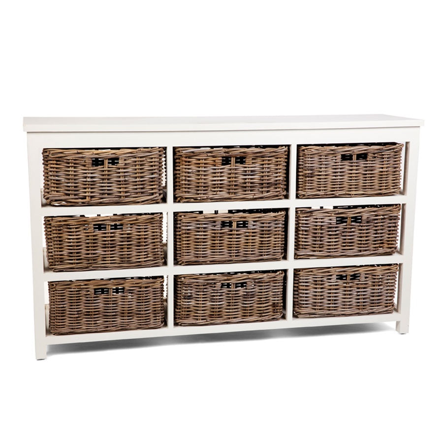 Kubu Grey Basket Unit 9 Drawer