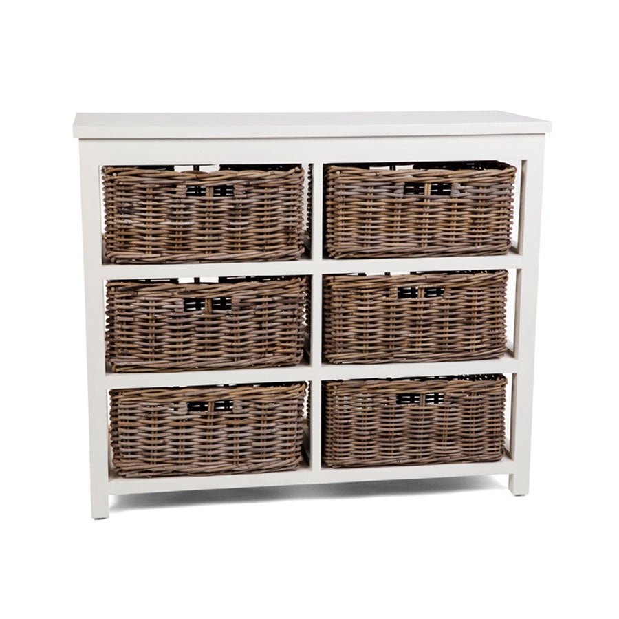 Kubu Grey Basket Unit 6 Drawer Tall