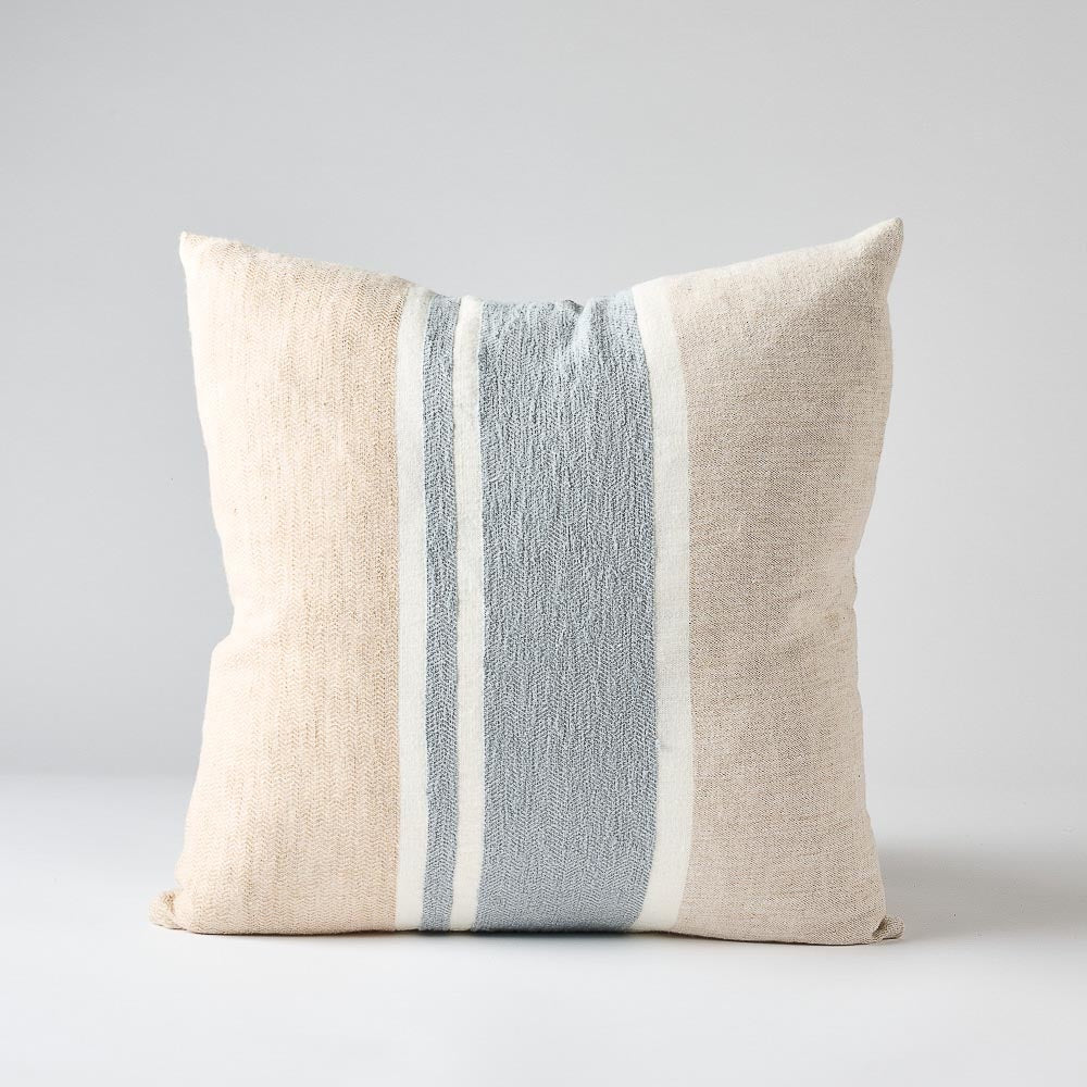 Magnus Linen Cushion | Natural + Blue