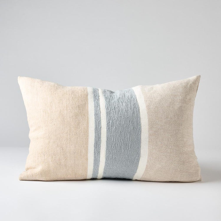 Magnus Lumbar Linen Cushion | Natural + Blue