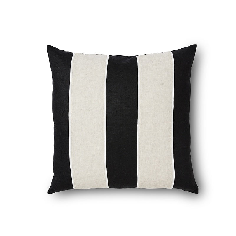 Riley Black/Linen Patch Cushion