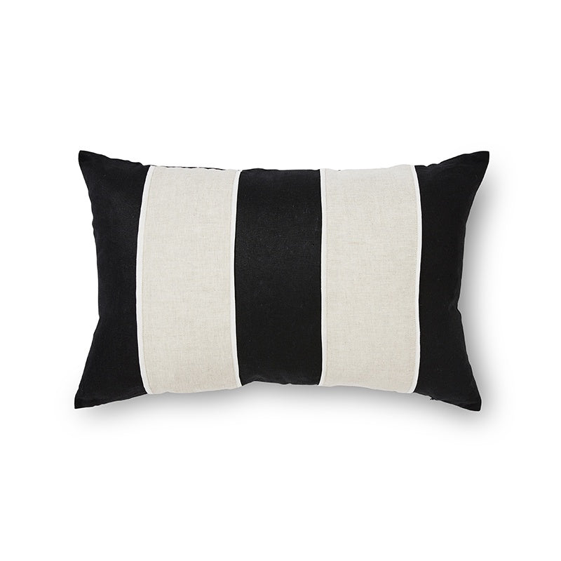 Riley Black/Linen Patch 40 x 60cm Cushion