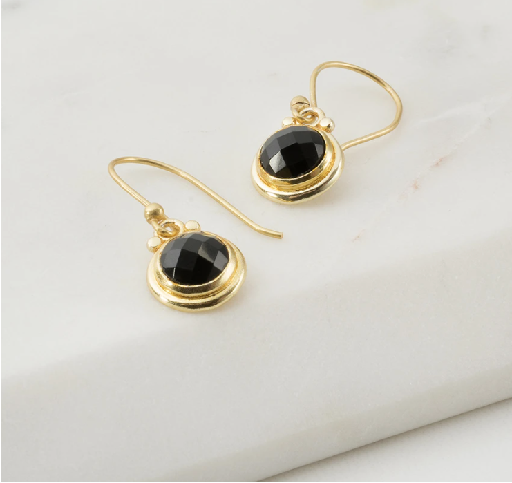 Jordyn Black Onyx Earrings | Gold