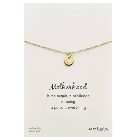 Motherhood Heart Engraved Gold Necklace