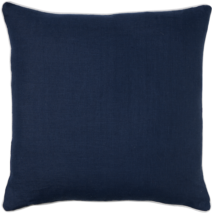 Linen Navy Piping Cushion