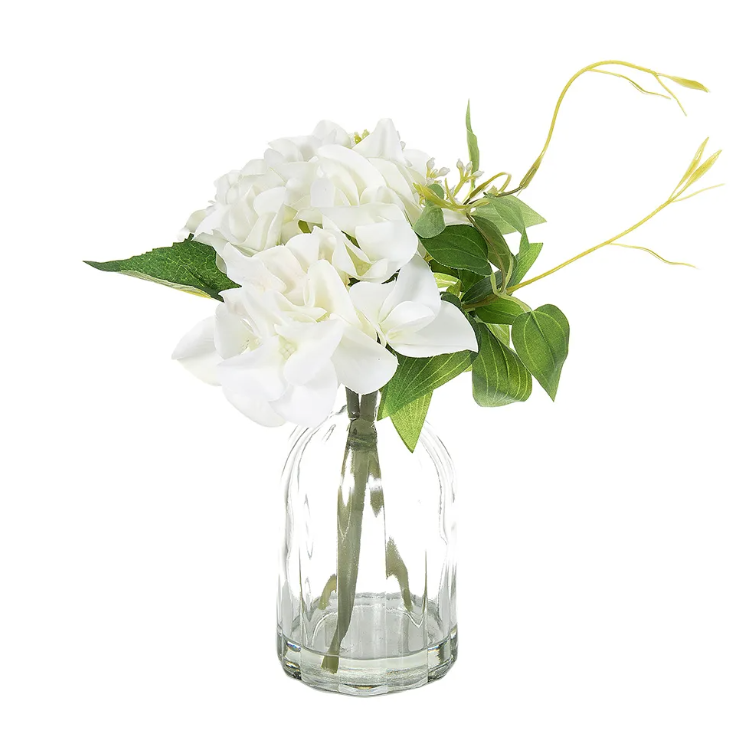 Hydrangea in Glass Vase White