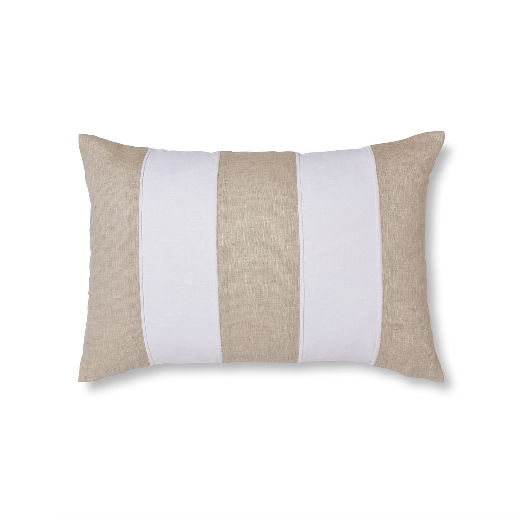 Riley White/Linen Patch Lumbar Cushion