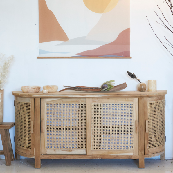 St Barts Rattan Curved Buffet