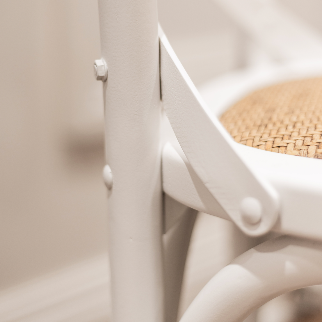 White Cross Back Chair | Lighter Rattan Seat