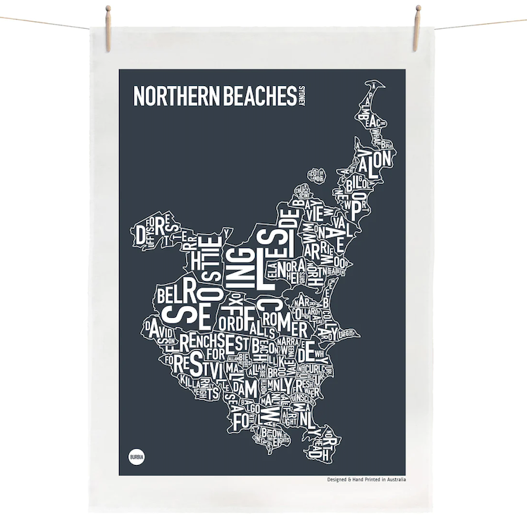 Northern Beaches Tea Towel | Navy