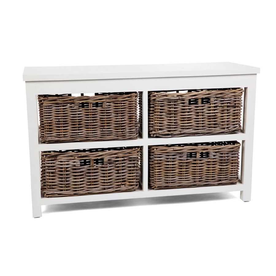 Kubu Grey Basket Unit 4 Drawer Square