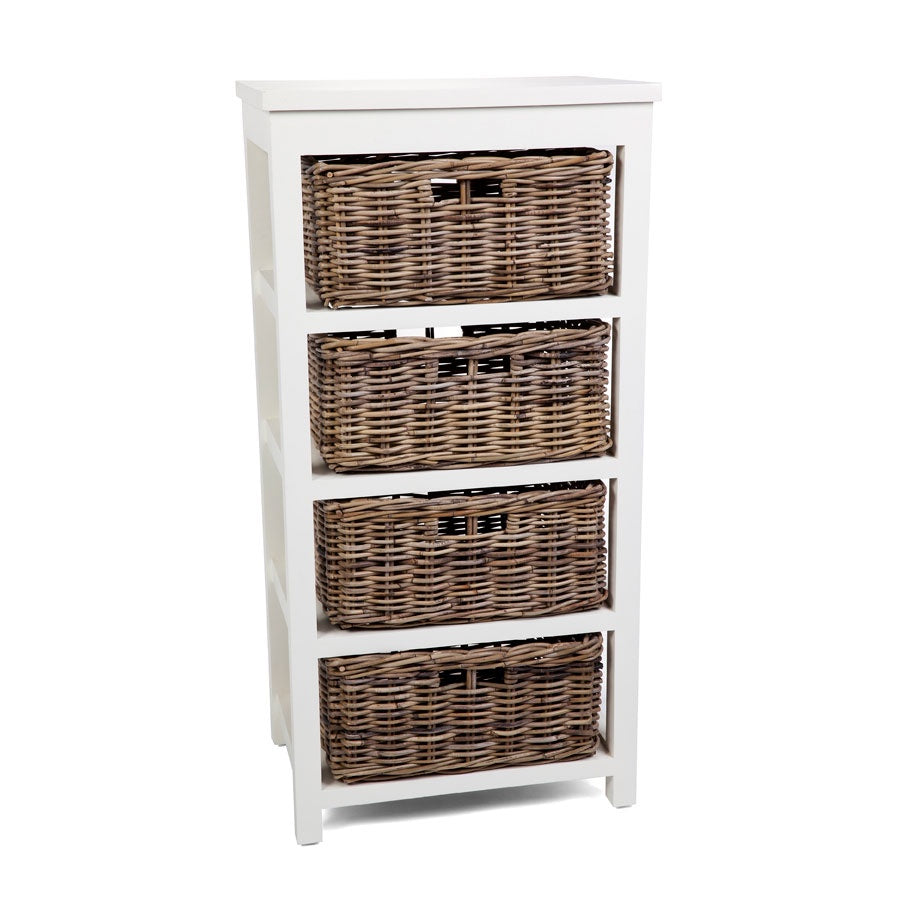 Kubu Grey Basket Unit 4 Drawer Tall