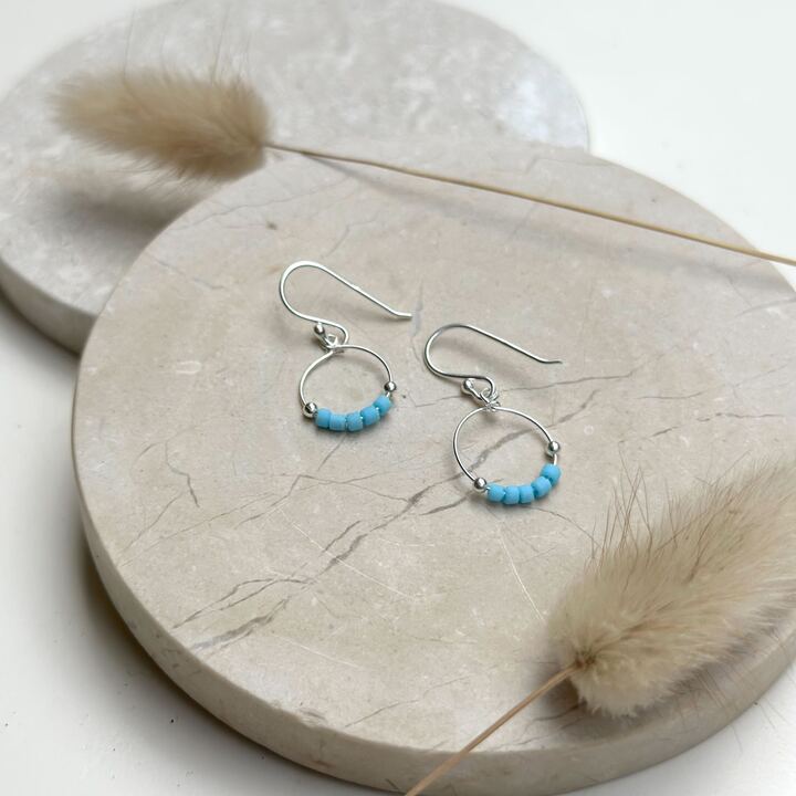 Turquoise Hoops | Silver