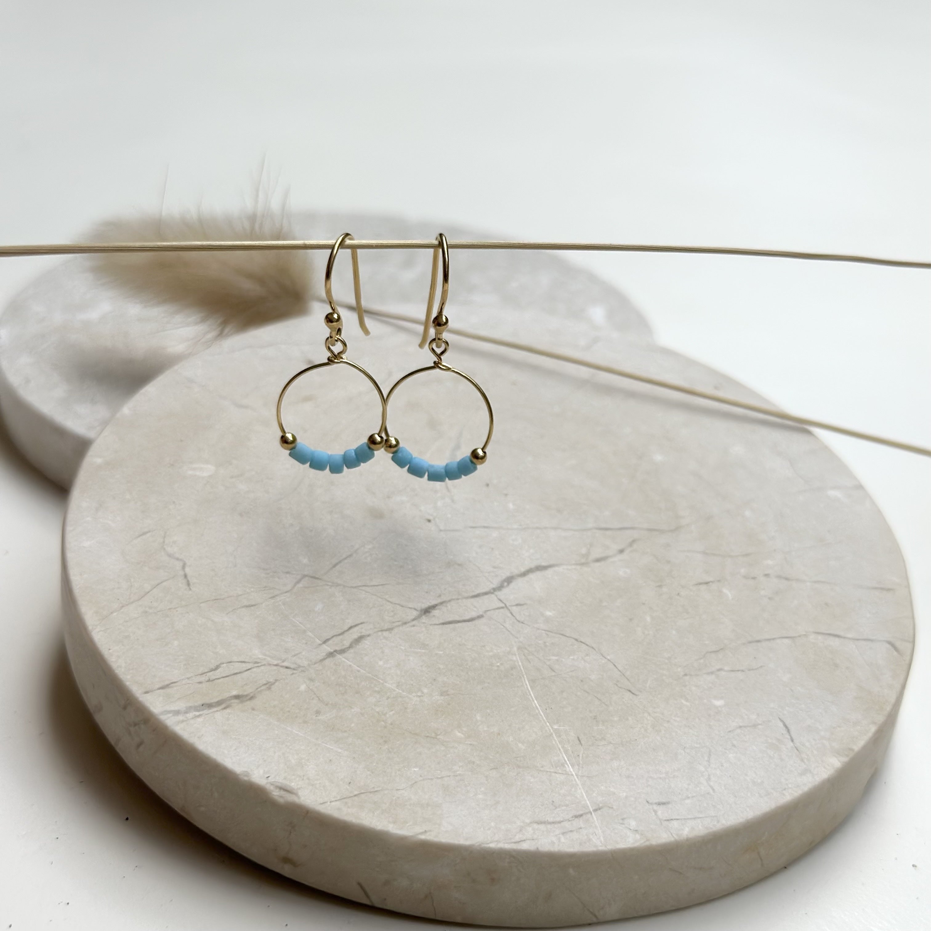 Turquoise Hoops | Gold