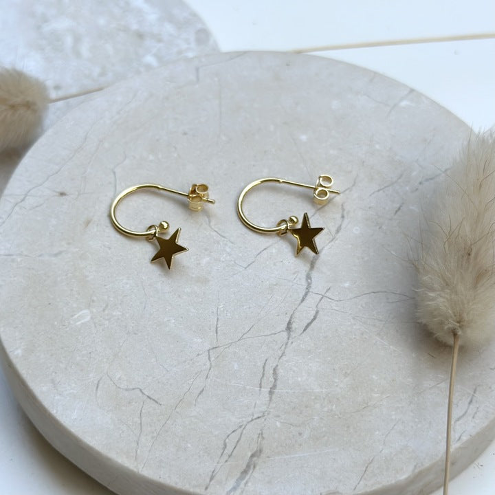 Star Hoop Earrings | Gold