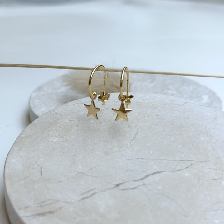 Star Hoop Earrings | Gold