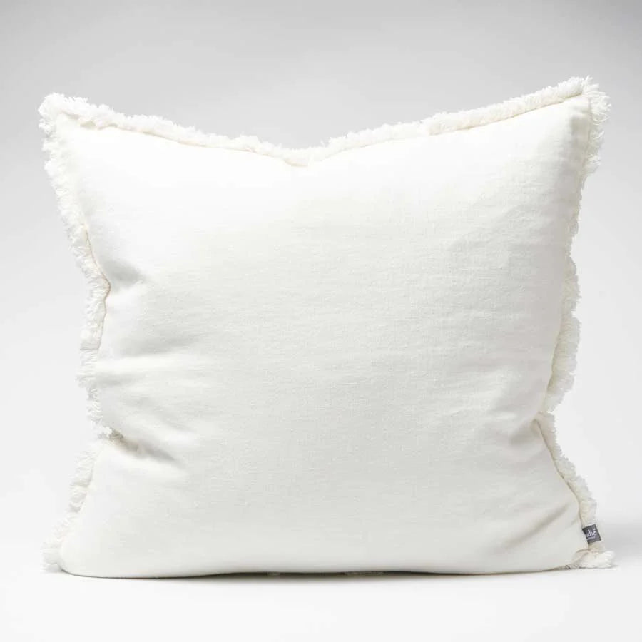 White Luca Boho Linen Cushion | 3 Sizes