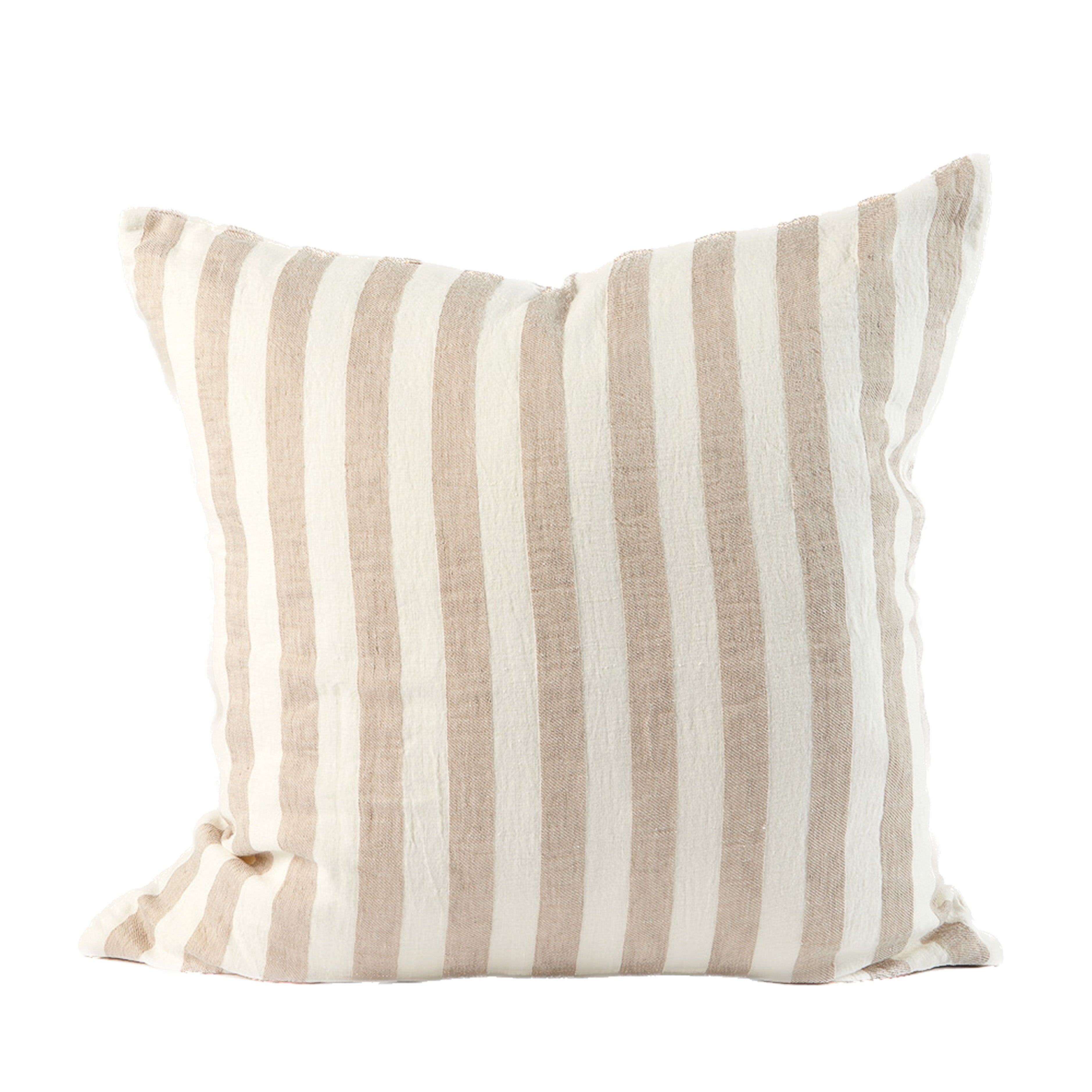 Santi Linen Cushion | White + Natural Stripe